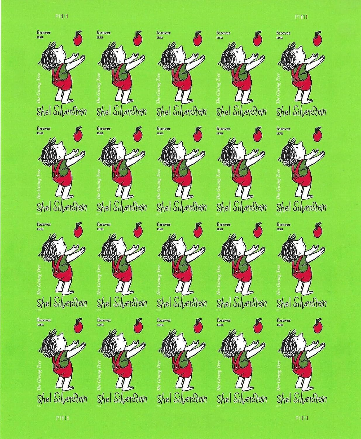 Shel Silverstein, The Giving Tree - (Sheet of 20) First-Class Mail Forever Postage Stamps 2022